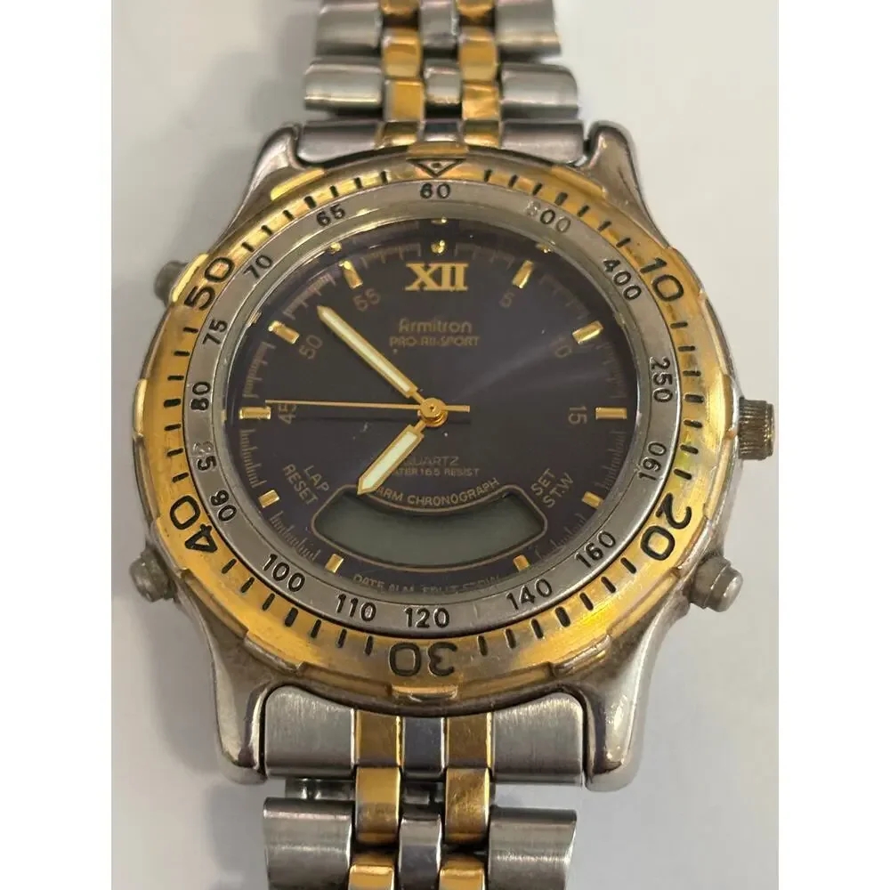 Vintage Armitron Pro All Sport Mens Watch 20/2803P T205 Alarm Water No Battery